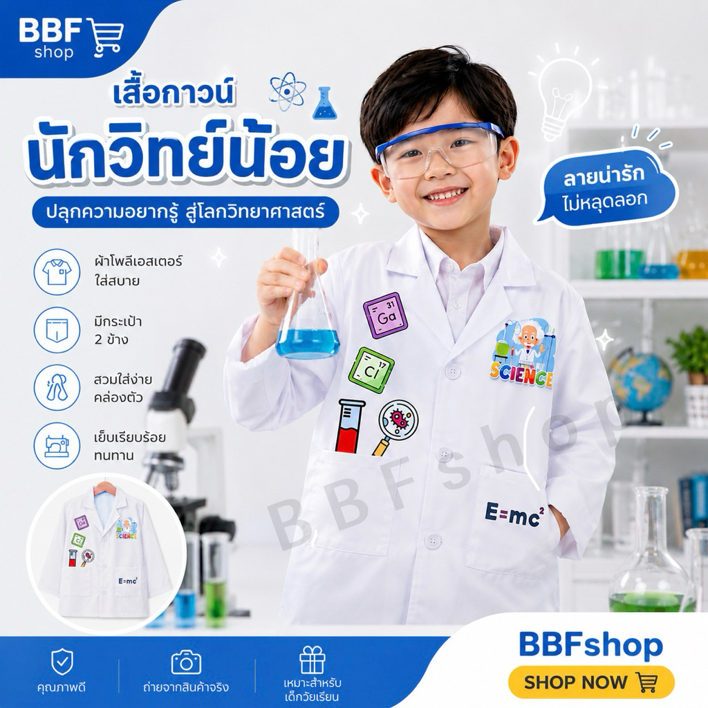 🔥BBF🔥ชุดวิทยาศาสตร์สำหรับเด็ก เสื้อวิทย์เด็ก งานวิทย์ สัปดาห์วิทยาศาตร์ ชุดใส่กิจกรรมโรงเรียน