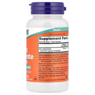 Zinc Picolinate 271mg 120Capsules Softgels ซิงค์ เสริมภูมิ ลดสิว ลดผมร่วง Authentic Made in USA