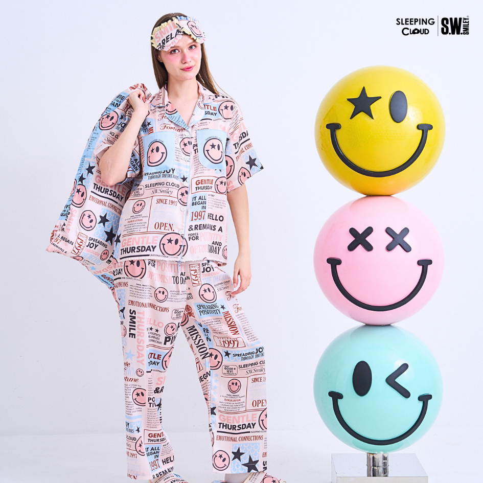 ชุดนอน SLEEPING CLOUD | ชุดนอน 100% LYOCELL ผ้านุ่ม เย็น ใส่สบาย : Newspaper  Thursday