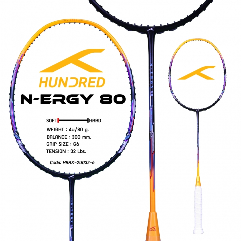 ไม้แบดมินตัน HUNDRED N-ERGY 80 4U แถมเอ็น พันด้าม ซอง (โปรดอ่านรายละเอียดก่อนสั่ง)