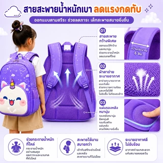 กระเป๋าเป้สะพายหลังเด็ก กันน้ำ กระเป๋าเป้สะพายหลังสัตว์น่ารัก สาวและเด็กชายที่มีสีสัน กระเป๋าโรงเรียนเกรด 1-3