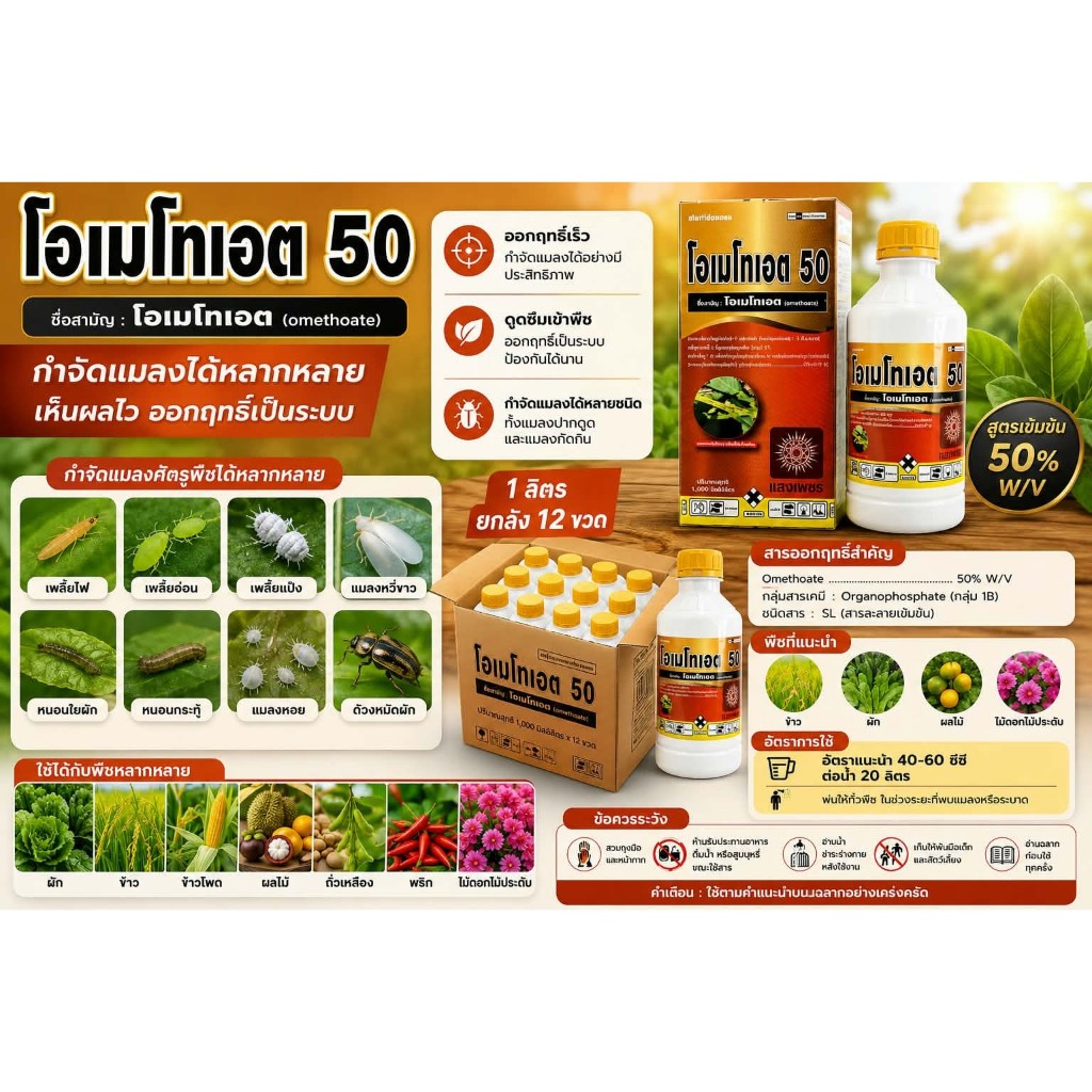 โอเมโทเอท ขนาด 1 ลิตร กำจัดเพลี้ย