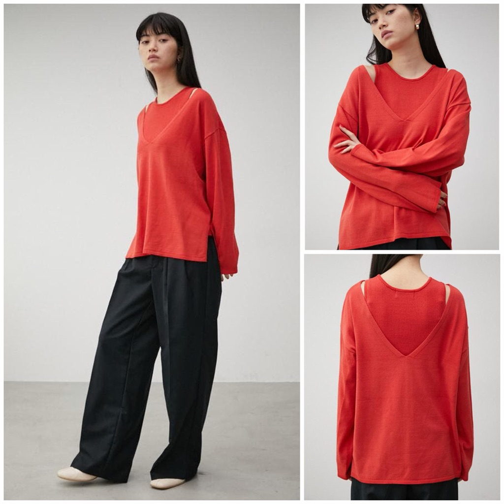 แบรนด์:AZUL BY MOUSSY เสื้อคอวีลึกแบบซ้อนสองชั้น เป็นแบบ 2 ตัวใส่แยกได้ มือ1