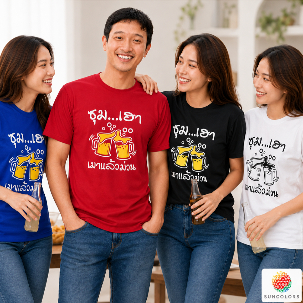 A035 เสื้อยืดลายซุมเฮา เมาแล้วม่วน เสื้อยืดคอกลม Unisex ผ้าไมโครโพลีเอสเตอร์ สีแดง น้ำเงิน ขาว ดำ S-2XL