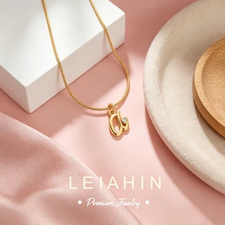 LEIAHIN Jewelry A-Zสร้อยคอจี้ตัวอักษรสีทอง ทนสีไม่ลอก อาบน้ำใส่ได้ เหมาะเป็นของขวัญวันเกิด 66n
