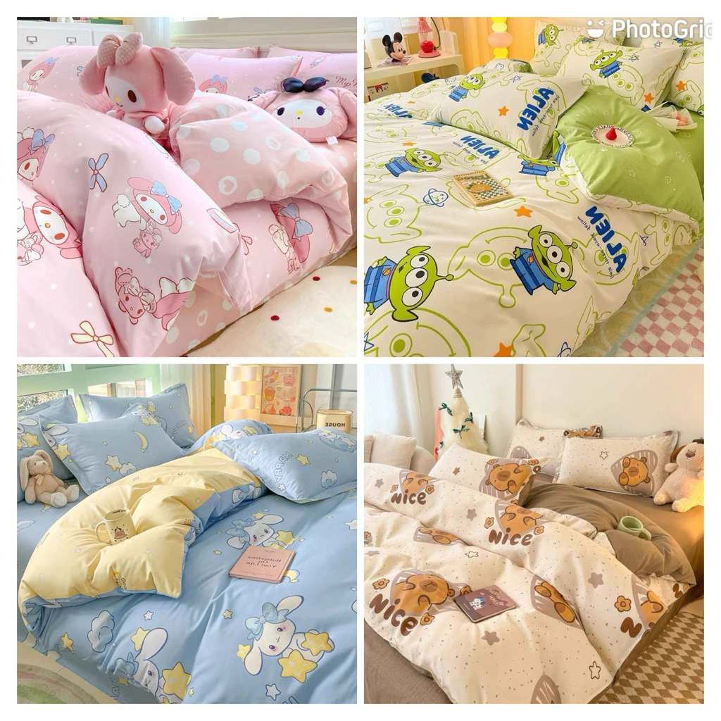 ผ้าปูที่นอนครบเซ็ต 6 ชิ้น พร้อมผ้านวม มีขนาด 3.5/5/6ฟุต