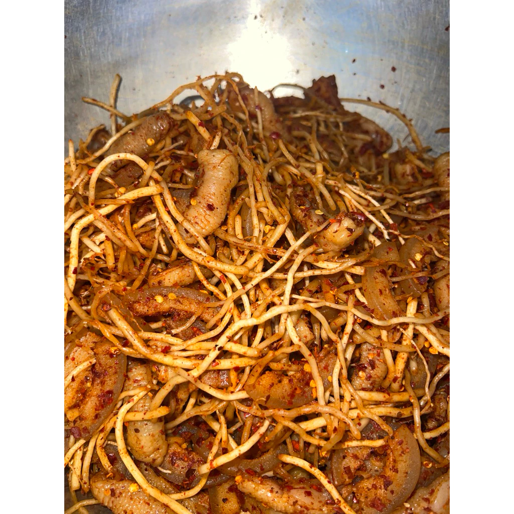 ##เอ็นไก่รากชูดองหม่าล่า1กิโลกรัม ทำสดใหม่อร่อยกรุบกรุบเผ็ดกำลังดี