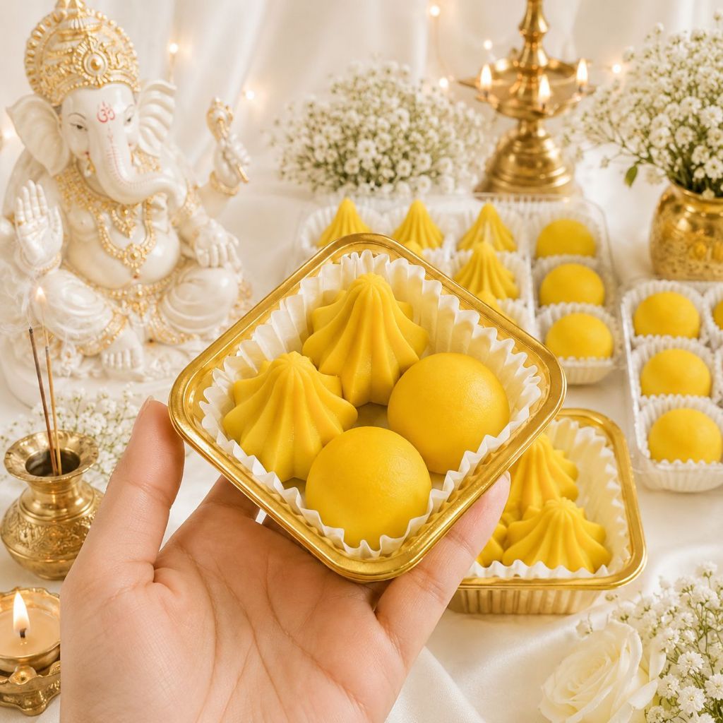 [พรีออร์เดอร์ 1 วัน ] ขนมลาดู  ขนมโมทะกะ ขนาดเล็ก 20 กรัม  แบบธรรมดา ขนมบูชาพระพิฆเนศ