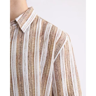 DAPPER เสื้อเชิ้ตแขนสั้น Striped Flowing Shirt สีน้ำตาล (BCS/BR/601LP)