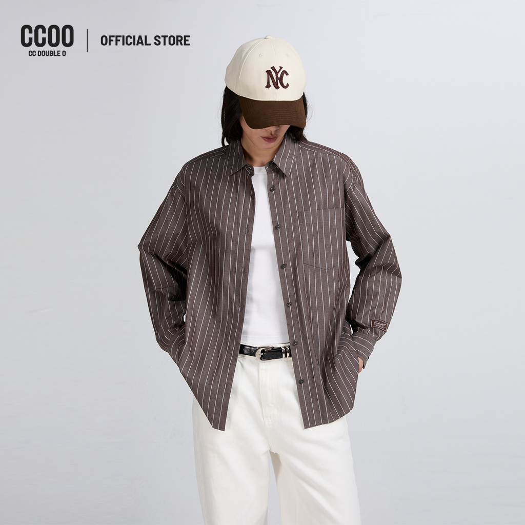 CC DOUBLE O OVERSIZED STRIPE SHIRT ผู้หญิง เสื้อเชิ้ตโอเวอร์ไซส์ลายทาง รุ่น O26WGWA200 (AW26 #A1)