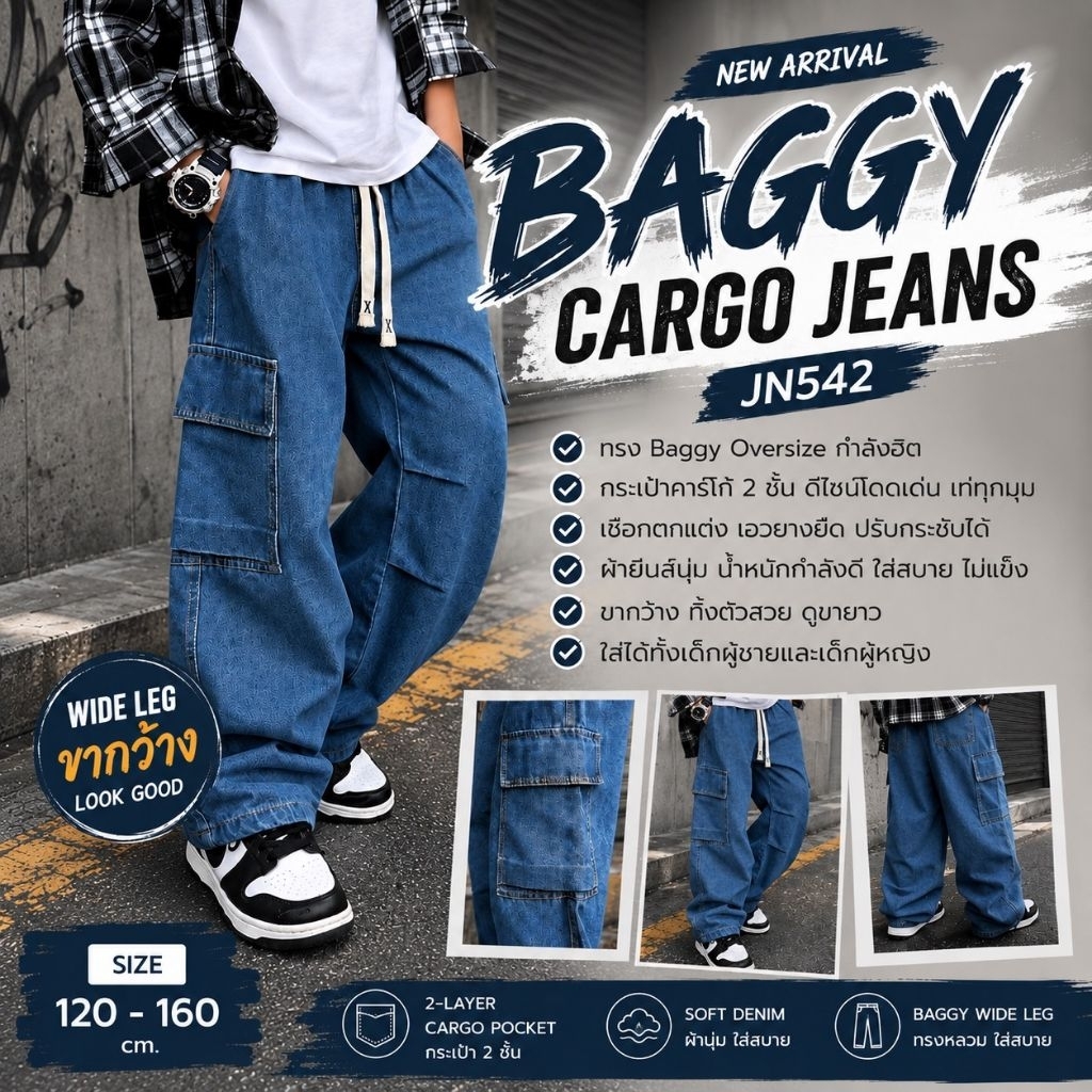 Kid's So Cool Collection Stay Loose Cargo Pants  รุุ่น#2490 (JNS67)