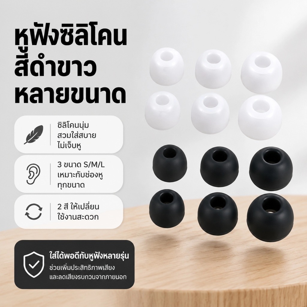 Luxe-T แผ่นรองหูฟังยางซิลิโคน6คู่/2 *(S + M + L) แผ่นรองหูฟังชนิดเสียบหูอเนกประสงค์สำหรับเปลี่ยนหูฟัง