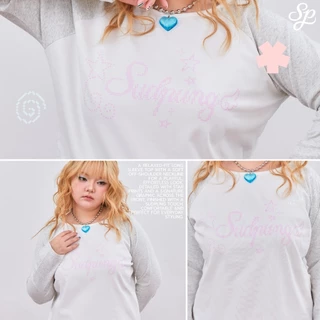 Rosie_SP132 เสื้อแขนยาวปาดไหล่โอเวอร์ไซส์ สกรีนจม ลายน่ารักมาก ใส่สบายสไตล์เกาหลี