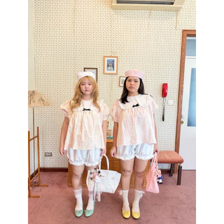 Chubbygirlbkk - Patch-work babydoll blouse💓🧵“เสื้อเชิ้ตลายดอกไม้ แขนตุ๊กตา สาวอวบ”
