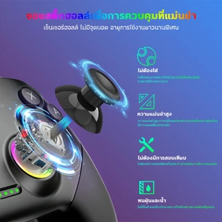 ตัวควบคุมเกมบลูทูธไร้สายสำหรับ Switch2/Switch/PC/Steam/Mobile - พร้อมระบบสั่น ไจโรสโคป 6 แกน และไฟ RGB