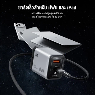 iMI หัวชาร์จเร็ว GaN 45W 2พอร์ต USB+Type C พับขาได้ ชาร์จ PD ไม่ร้อน แถมฟรีสาย2in1 รองรับมือถือ แท็บเล็ต แล็ปท็อป