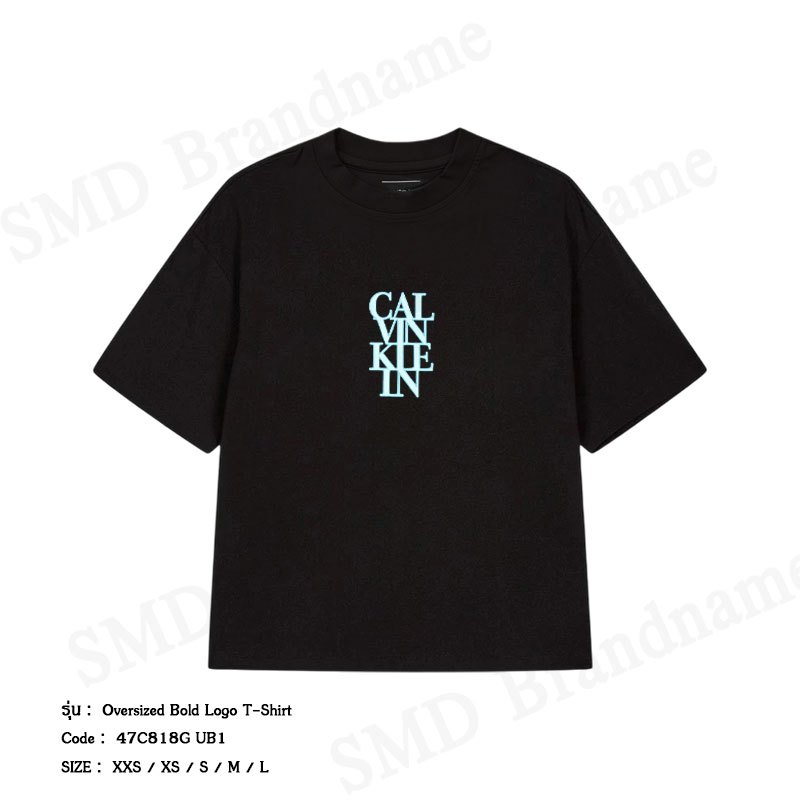 Calvin Klein Jeans เสื้อยืดคอกลมผู้หญิง รุ่น Oversized Bold Logo T-Shirt Code: 47C818G UB1