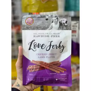8975 LOVE JERKY LAMB / ขนมสุนัข ขนมหมา เจอร์กี้ สำหรับสุนัขรสเนื้อแกะ 120 กรัม ***1ถุง 39บาท
