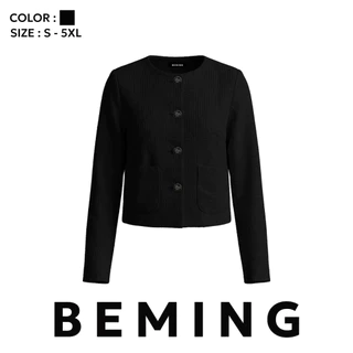 Bemingtop1235(S-5XL)-Vavie Top - เบลเซอร์ผ้าทวีตดีไซน์คอกลมให้ลุคเรียบหรูใส่ง่ายได้โอกาส