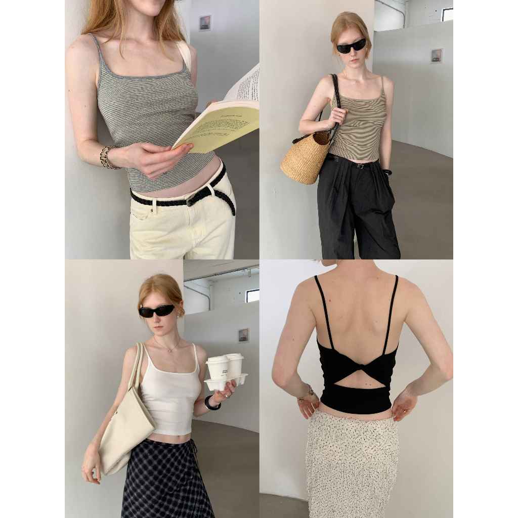 INBYIN - เสื้อสายเดี่ยวคอกว้าง สายทวิสต์หลัง TWIST BACK CAMI - D8172