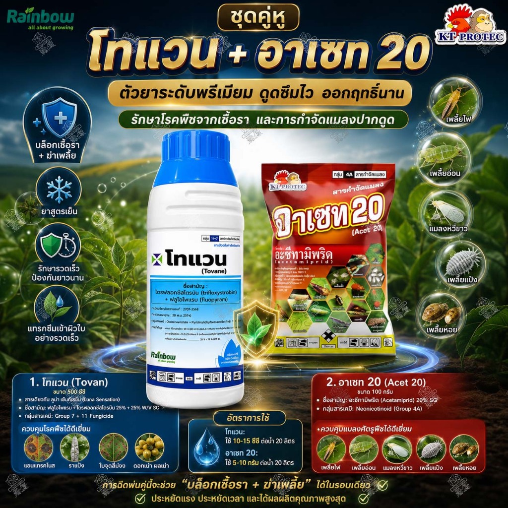ยาเชื้อรา ฟลูโอไพแรม + ไตรฟลอกซีสโตรบิน (500 ซีซี) ตัวเดียวกับ ลูน่า เซ้นท์เซชั่น กำจัด ราแป้ง ราดำ