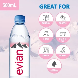 [ช้อป 3,000 ส่งฟรี กทม. และปริมณฑล] Evian Natural Mineral Water เอเวียง น้ำแร่ธรรมชาติ 500 มล. x24
