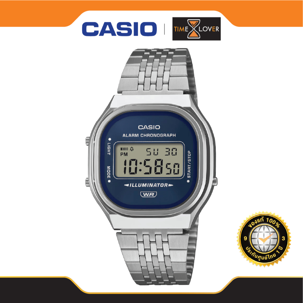 CASIO รุ่น A140WE-2A แท้ 100% ประกันศูนย์ไทย ตัวเรือนสไตล์เรโทร แสดงเวลาแบบดิจิทัล แบตนาน 7 ปี