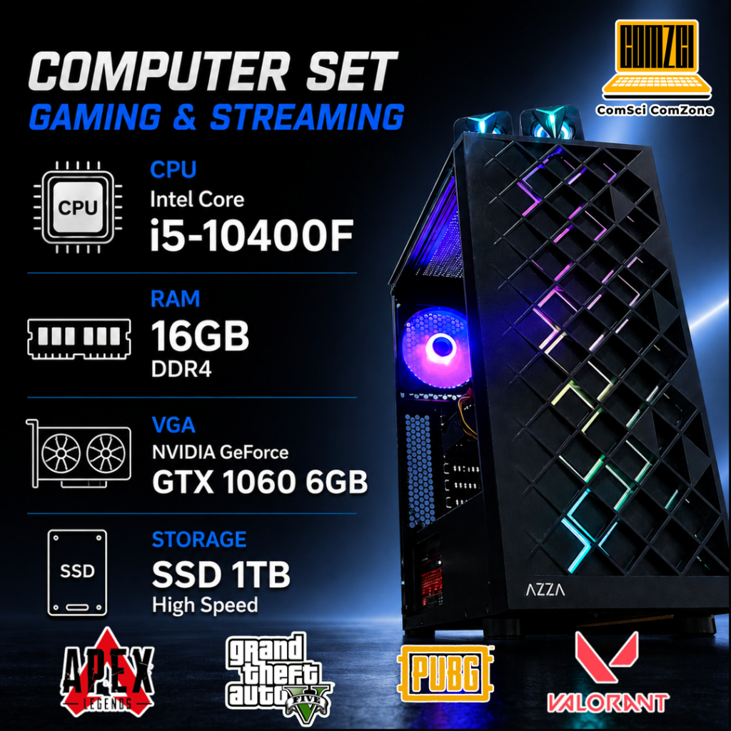 คอมพิวเตอร์ครบชุด Core i5-10400F / Ram 16GB / SSD 1TB / GTX1060 6GB สำหรับไลฟ์สด, ตัดต่อ, สตรีมเกม - ComSciComZone