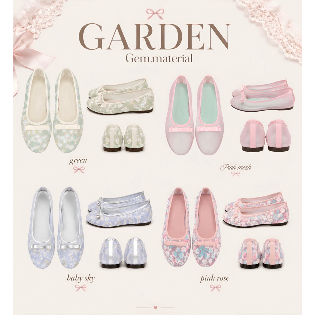Geme รองเท้าแมรี่เจน ตาข่ายปักดอกไม้ รุ่น garden🪏นุ่ม น้ำหนักเบา (ผลิตในไทย🇹🇭)