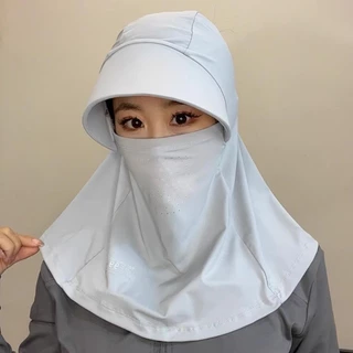 หมวกกันแดดคลุมหน้าเต็มใบ ผ้าเย็น กัน UV คลุมคอ ป้องกันแดด สำหรับปั่นจักรยานและกิจกรรมกลางแจ้ง