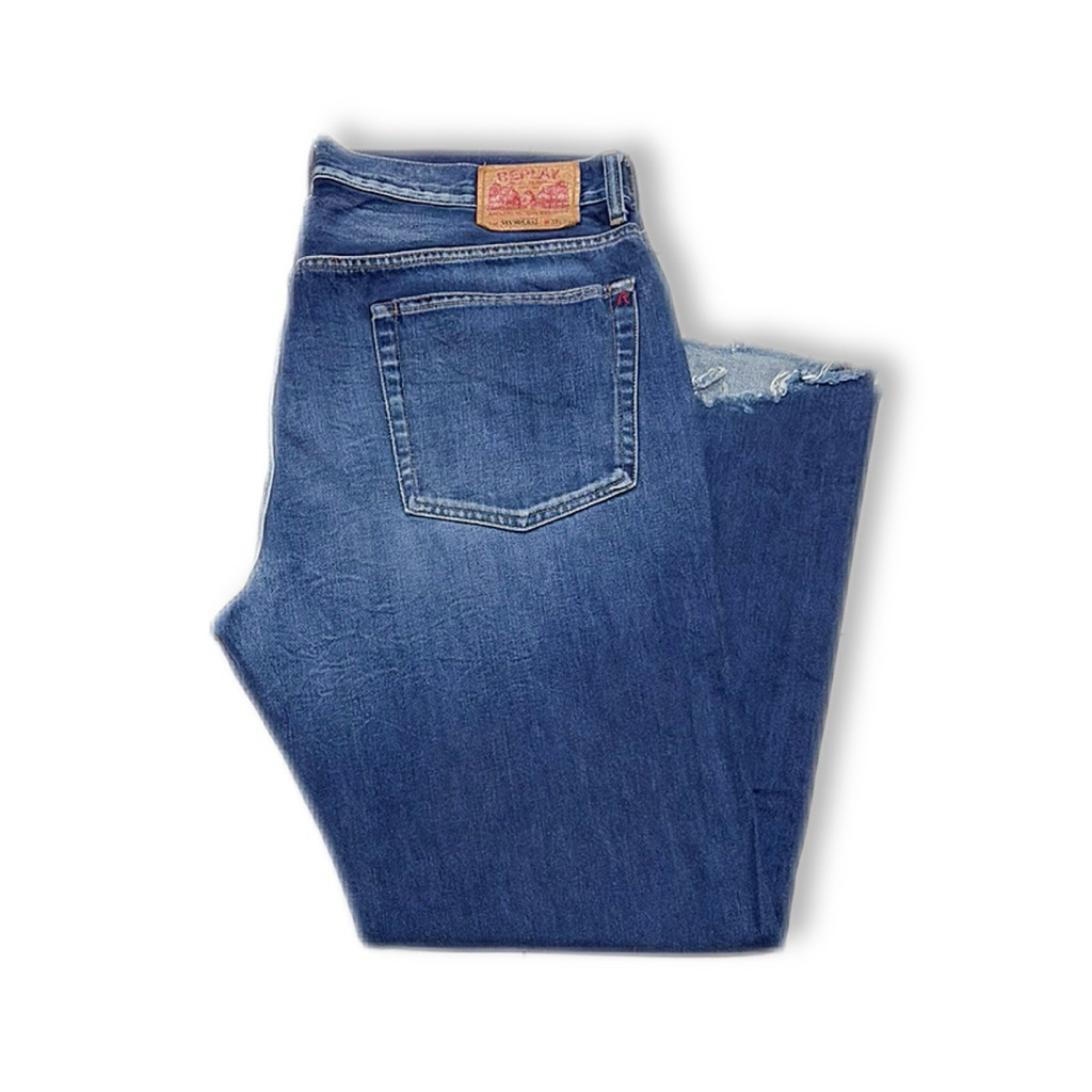 กางเกงยีนส์ทรงขากระบอกใหญ่ แบรนด์REPLAY BLUE JEANS Unisex