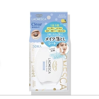 🚚่พร้อมส่ง 🇯🇵นำเข้าจากญี่ปุ่นแท้100% 🏆 KOSE Softymo Lachesca Cleansing Sheet โคเซ่แผ่นเช็ดเครื่องสำอาง 5-in-1 50 sheet
