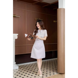 "Romi"Oil" Celeste Dress (Gray) K408 ชุดเดรสสีเทา (ระบายด้านหน้าแต่งโบว์)