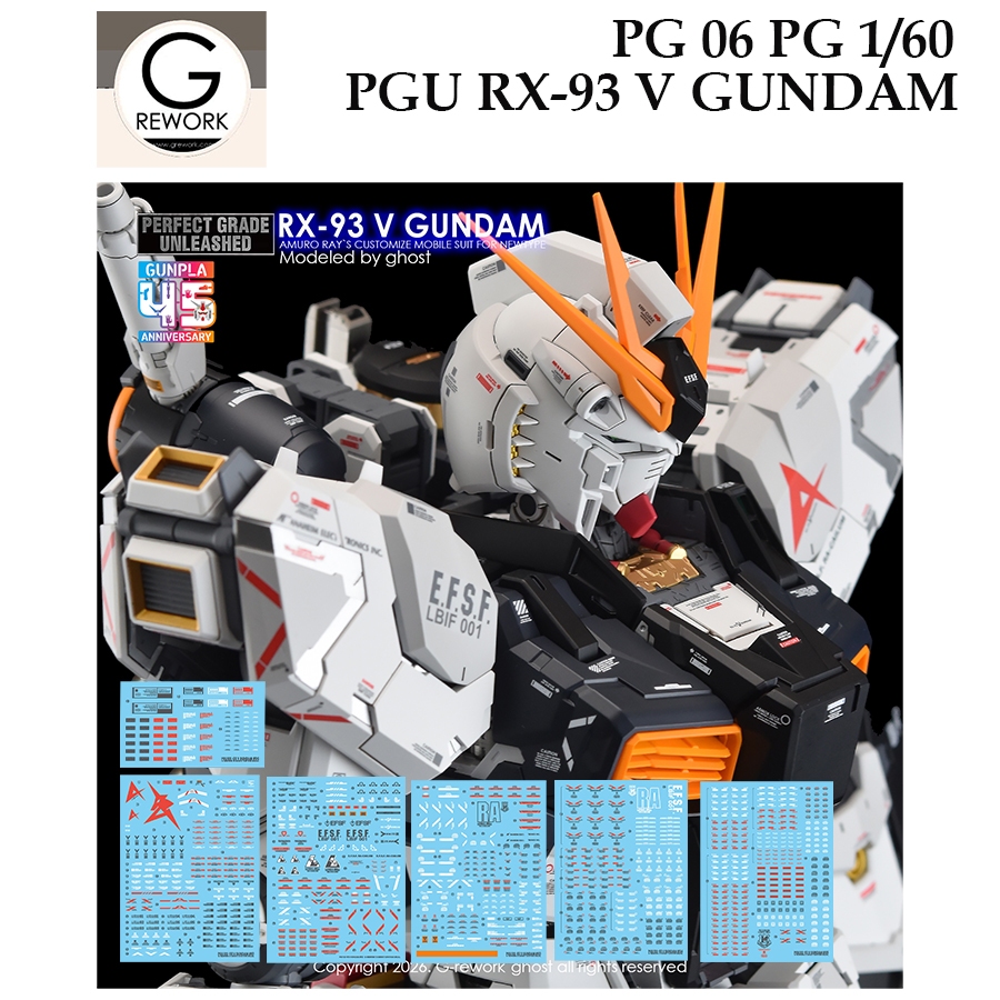 ดีคอลน้ำ [G Rework] PG03 PG UNLEASHED RX 93 V PG 1/60 WATER SLIDE DECAL
