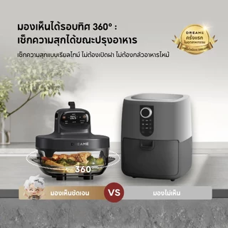 Dreame PT60 Air Fryer หม้อทอดไร้น้ำมันแก้ว 4.5L ลมร้อน 3D ไม่ต้องพลิก ตั้งเวลาและคุมอุณหภูมิได้ 5 โหมดทำอาหาร ไร้สารเคมี
