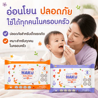 (12แพ็ค) ใหม่ ทิชชู่เปียก HAKU BABY (ฮากุเบบี้) ทิชชู่เปียก สูตรอ่อนโยน สูตรน้ำแร่ธรรมชาติ 40แผ่น/ห่อ(คละสี)