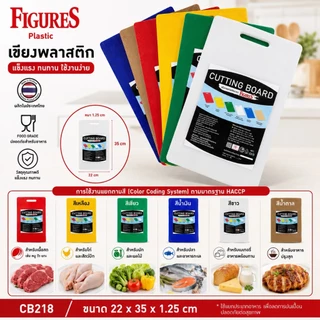 Figure เขียง เขียงสี เขียงพลาสติก เขียงพลาสติกหลายสี Food Grade ขนาด 22x35x1.25 cm รุ่น CB218
