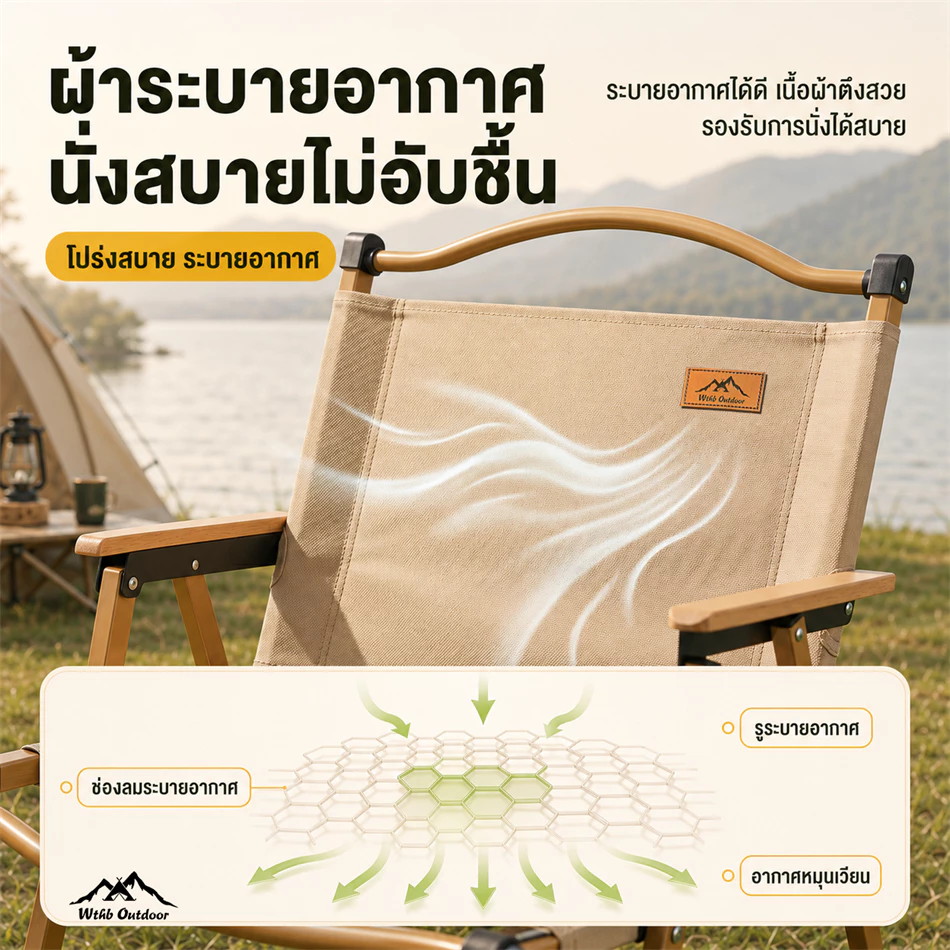 เก้าอี้แคมป์ปิ้งพับได้ ขาอลูมิเนียม รับน้ำหนัก 300kg thumbnail 10