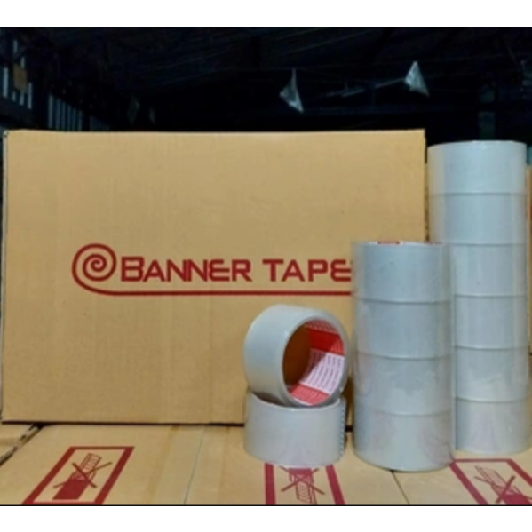 (6 ม้วน) เทปติดกล่อง เทปกาวกว้าง 2 นิ้ว ยาว 20 หลา ยาว 45 หลา 40-50 Mic.BANNER