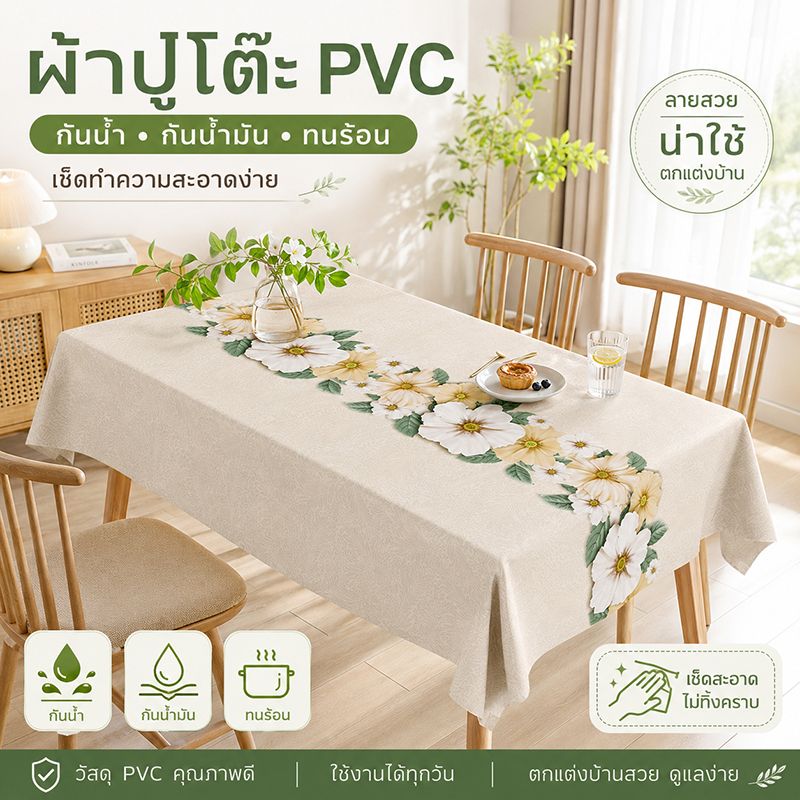 ผ้าปูโต๊ะ PVC รูปสี่เหลี่ยมผืนผ้า กันน้ำ กันความร้อน กันน้ำมัน ไม่ต้องซัก ผ้ารองโต๊ะกาแฟสไตล์นอร์ดิก ยอดนิยมบนอินสตาแกรม
