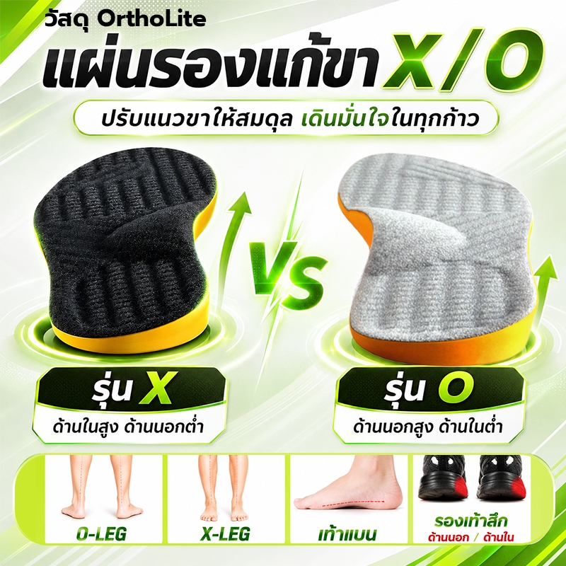 พื้นรองเท้า แก้ไขขา O/X รองรับอุ้งเท้า ปรับปรุงเท้าแบน ซักน้ำได้ ใช้ซ้ำ ชายหญิงใช้ได้