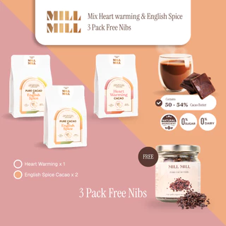 คละ Mill Mill Heart warming + English Spice คาเคาผมสเครื่องเทศ 5 ชนิด คาเคา บริสุทธิ์100% คาเคา แมส โกโก้ แมส cacao mass
