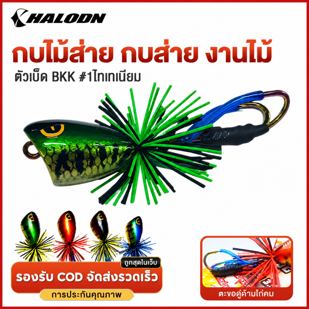 HALODN กบไม้ส่าย กบส่าย งานไม้ หมายข้างทาง RACING FROG กบ ขนาด 3.5 ซม. น้ำหนัก 9 กรัม งานไม้ แบดคิล