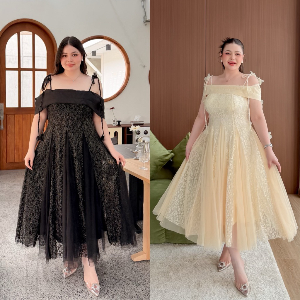 Lady M | Sparkling elegance dress plussize เดรสดีไซน์หรูหรา สำหรับสาวอวบ ดีเทลสวย ฟีลเจ้าหญิง โดดเด่น ใส่ออกงาน ดินเนอร์