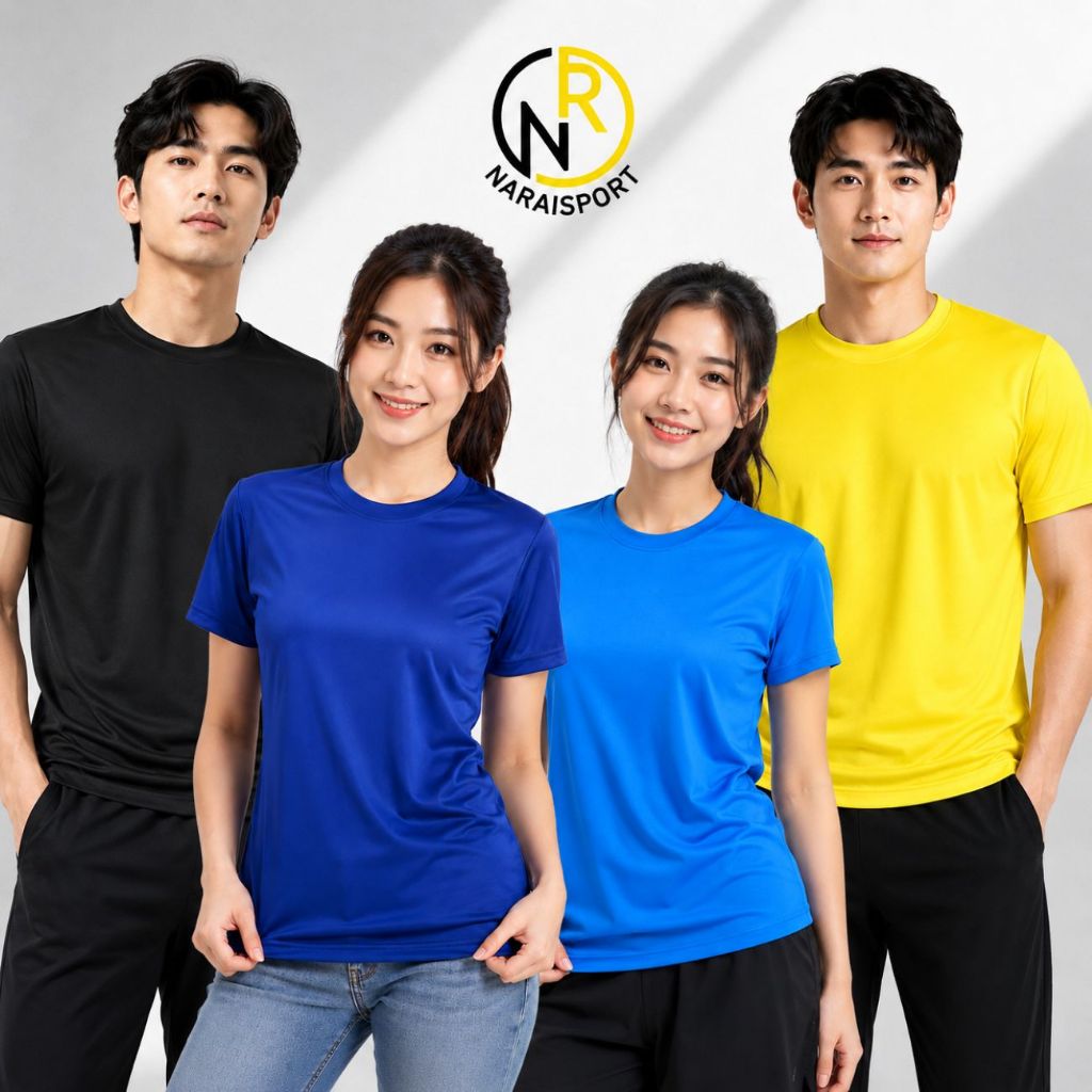 เสื้อสีดำ เสื้อคอกลมสีล้วน ผ้าไมโครเกรดA ผ้านิ่ม เบาสบาย แห้งไว PM T6401 ใส่ออกกำลังกาย ใส่เล่นได้ เสื้อกีฬา