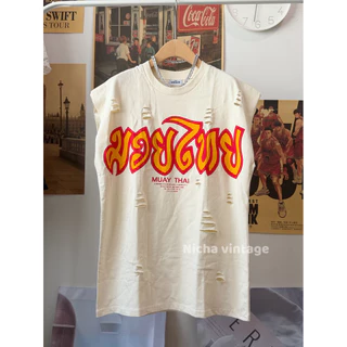 เสื้อยืดแขนล่ำ โอเวอร์ไซต์ ผ้าดิบวินเทจ ยาว28นิ้ว ใส่ได้ทั้งชายหญิงงานสกินจมเข้าเนื้อผ้า รายเท่ๆน่ารักๆก็มีคร่า