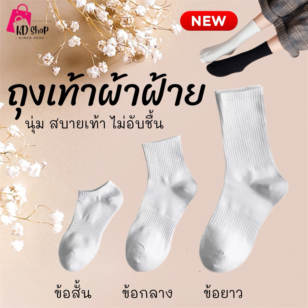 ถุงเท้า ผ้าฝ้าย ขนาด Free size (37-44) ข้อสั้น ข้อกลาง ข้อยาว
