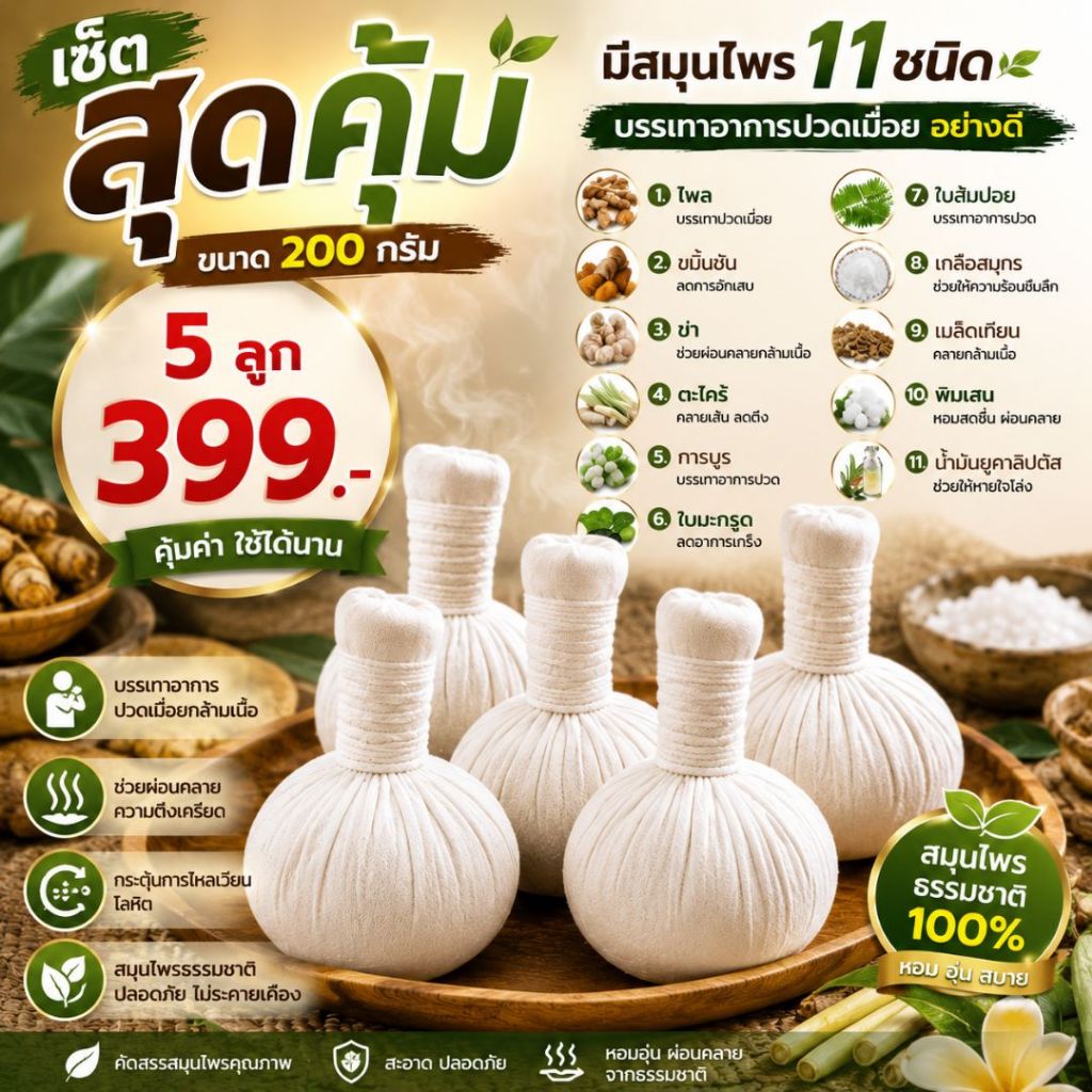 ลูกประคบ (เซ็ต5ลูก) สุดคุ้ม