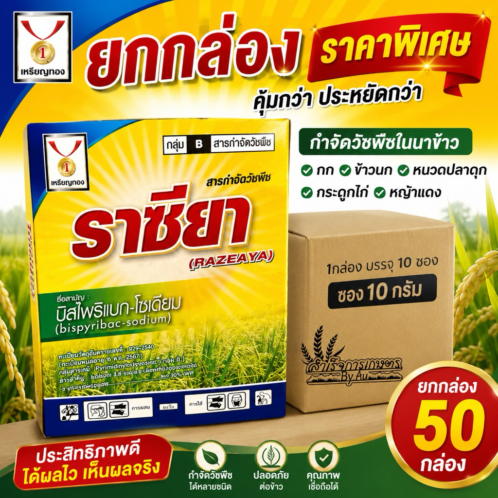 ราซียา  (ยกลัง 1ลังมี 50กล่อง )(ชื่อสามัญบิสไพรอแบคโซเดียม)