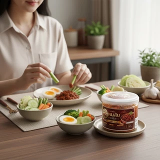 น้ำพริกผัดหมูสับ ตราครัวทอง ได้รับมาตรฐาน อย. หอมเครื่องแกง รสกลมกล่อม อร่อยลงตัว กินกับข้าวยิ่งอร่อย